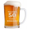 Халба за бира с гравиран надпис "Честит 50 години юбилей"