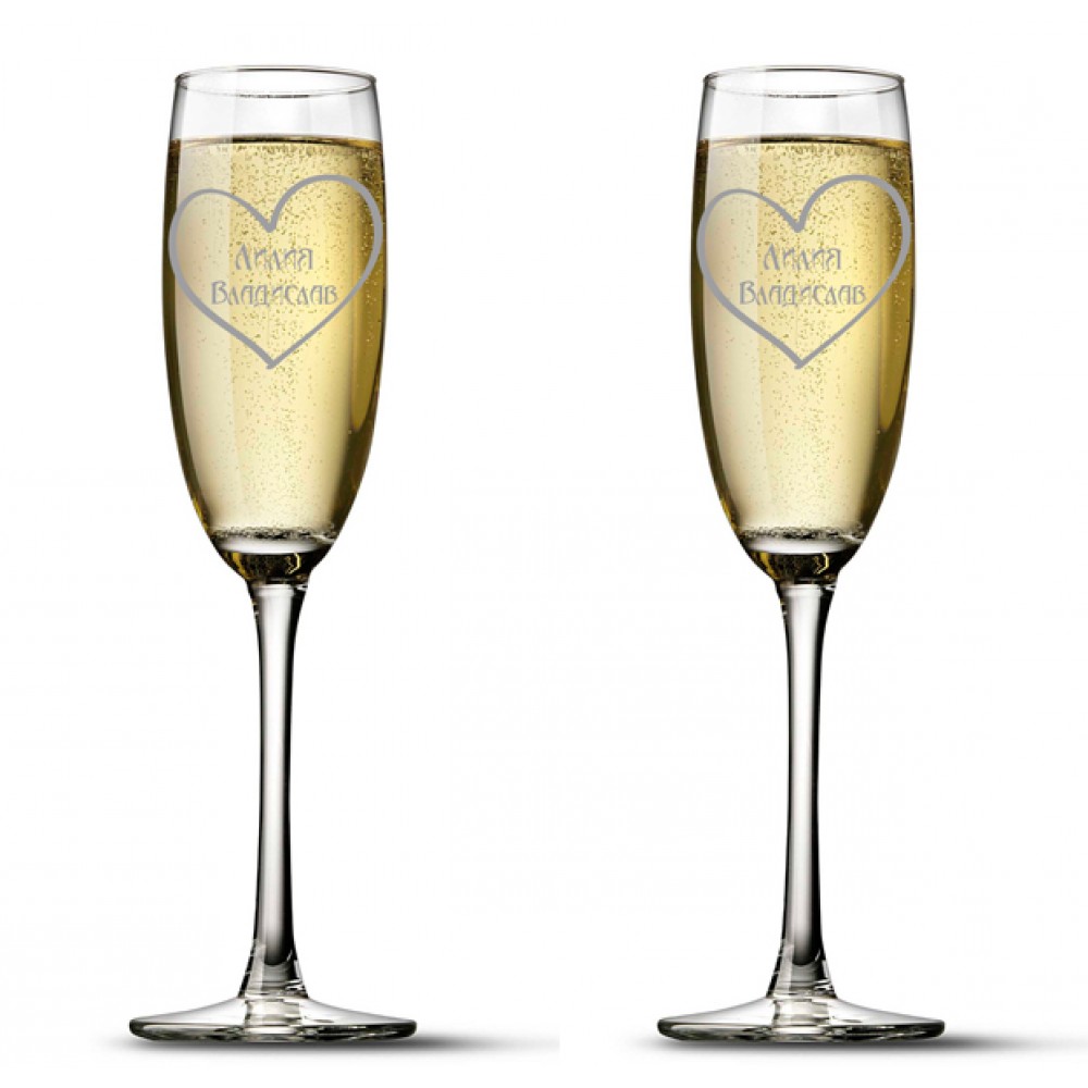 Комплект две чаши за бяло вино с надпис за влюбени