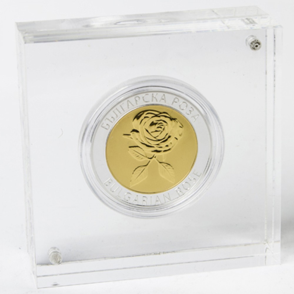 Сребърен медал "Българска роза", с частично златно покритие
