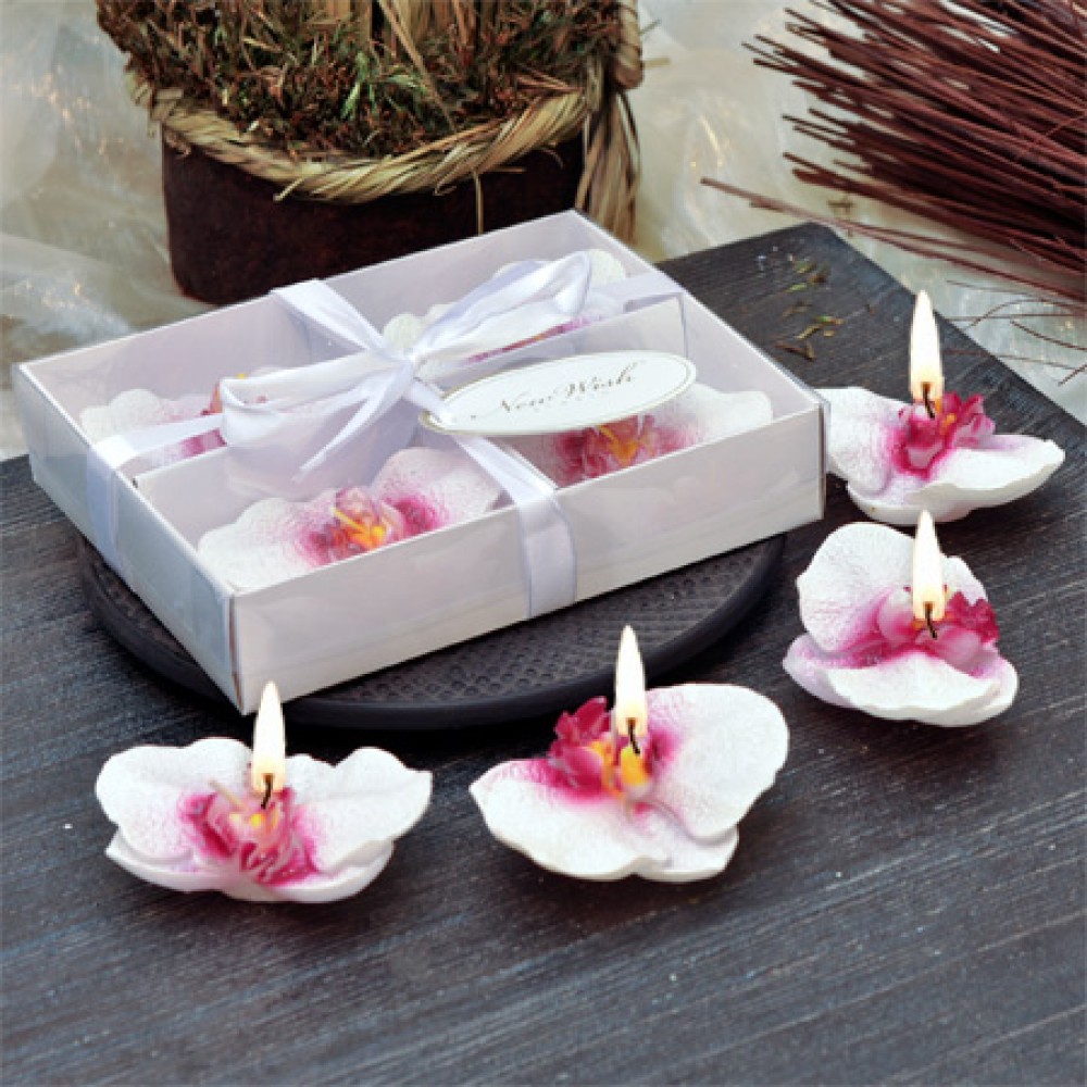 Комплект 4 броя свещи орхидея